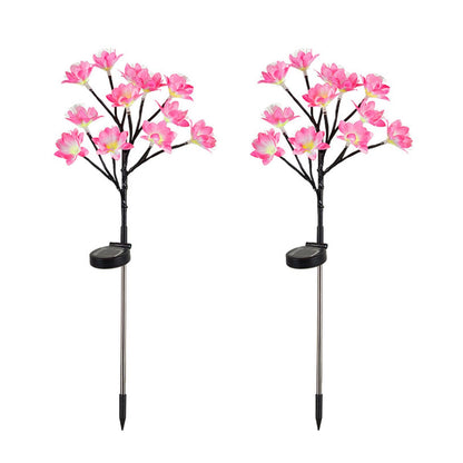 2pcs Solar Garden Lights Orchid Flower Outdoor Stake Solar Powered Landscape Lights -Warm White