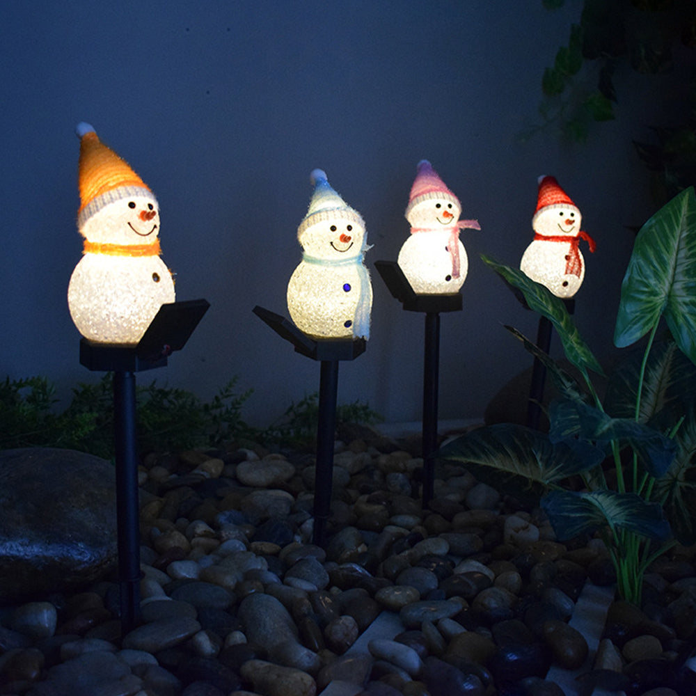 4Pcs LED Solar Christmas Snowman Garden Stake Lamp Outdoor Landscape Light Xmas Decor