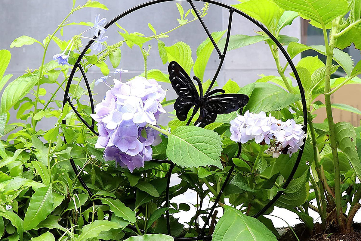 Plant Support Stakes Metal Holder Flower Pot Climbing Trellis-butterfly