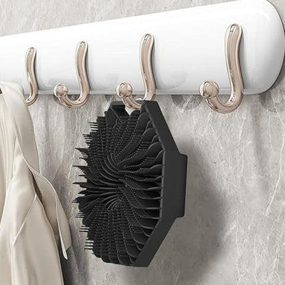 Silicone Body Scrubber Exfoliating Shower Brush with Anti-Slippery Handles Bathing Tool Black