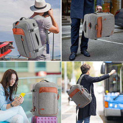 Travel Laptop Backpack Carry on Luggage Bag with 3 Packing Cubes and Shoe Bag Grey