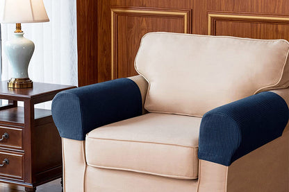 Stretch Armrest Covers Spandex Arm Covers for Chairs Couch Sofa Armchair Slipcovers-Navy blue