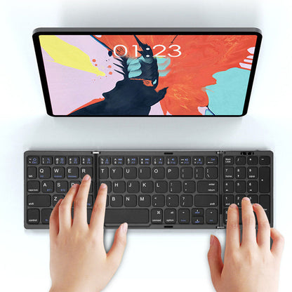 Foldable Bluetooth Keyboard Wireless Portable Keyboard Rechargeable for Laptop Tablet Smartphone Device Black