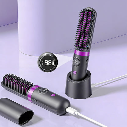 Hair Straightener Brush with Base-Grey