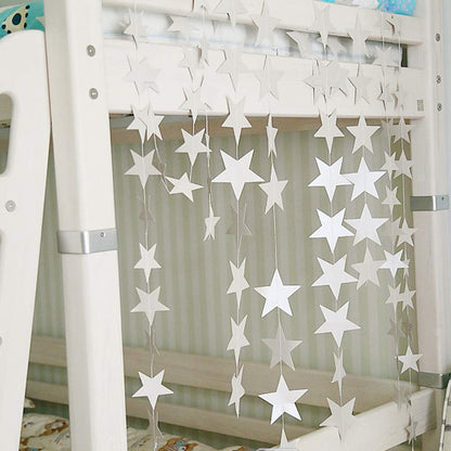 5 Pack 4m Thick Paper Star Garland Bunting Banners for Parties - Silver