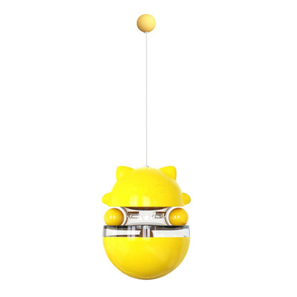 Pet Cat Treat Dispenser Ball Tumbler Interactive Puzzle Ball Pet Slow Feeder Toy Yellow