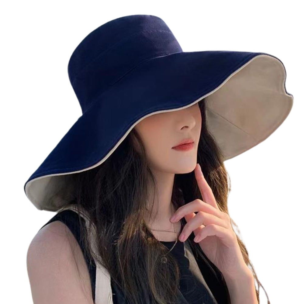 Reversible Bucket Hat Sun Hats with Wide Brim for Outdoor Camping Hiking  Navy