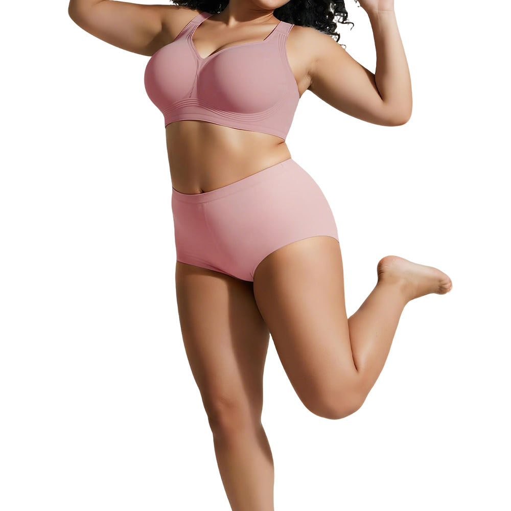 Seamless Wireless Plus Size Bra Full Coverage Comfortable Everyday Support for Women-Red