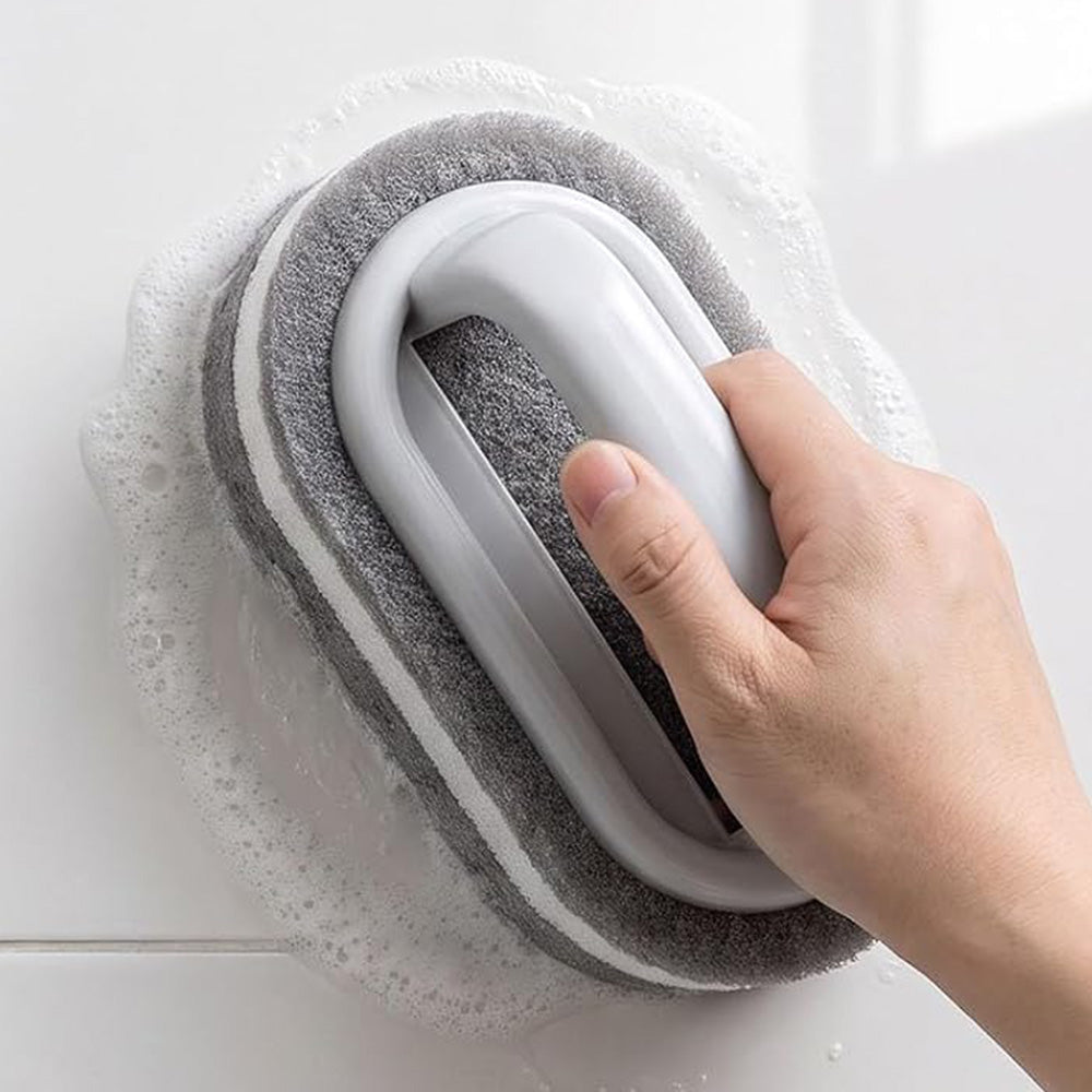 5 Piece Multi Layer Sponge Cleaning Brush Set for Kitchen Bathroom - Grey