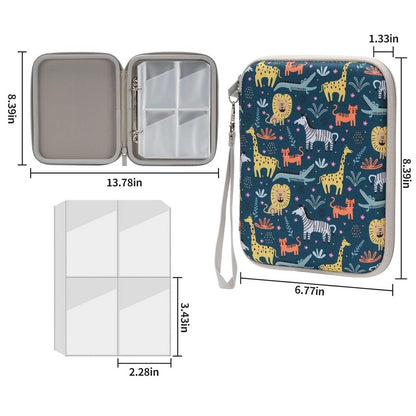 Card Case for Yoto Cards 80 Pockets Card Holder with Carry Strap and Zipper-Blue