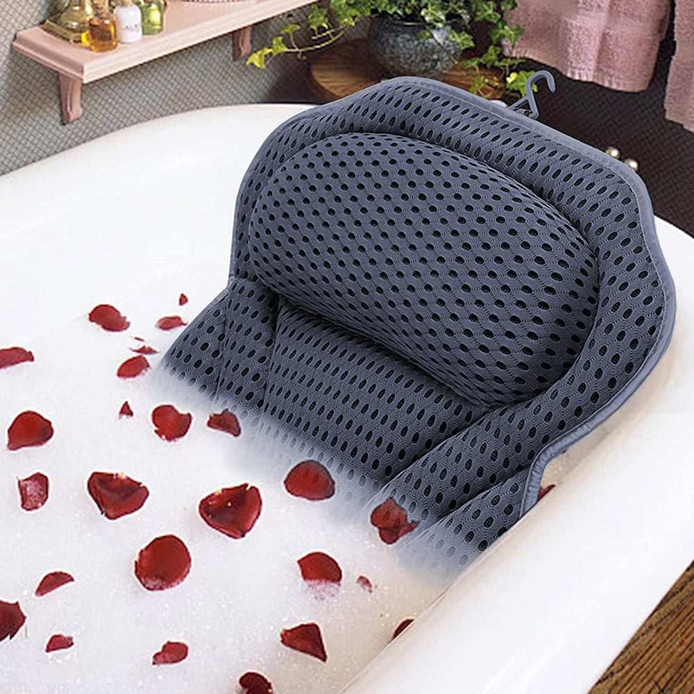 4D Bath Pillows Bathtub Rest Pillow Spa Neck and Back Support Headrest with Suction Cups Style 1