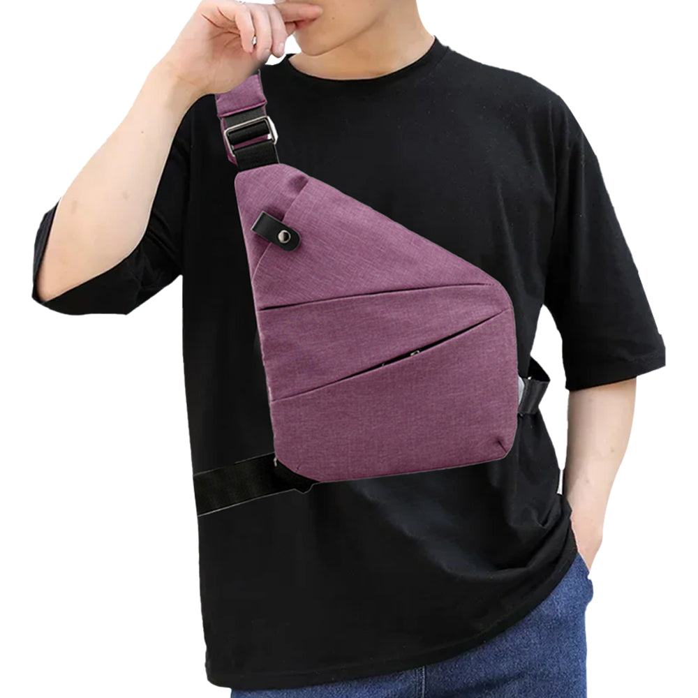 Men Anti-Theft Chest Pack Left Shoulder Sling Bag Travel Crossbody Bag Purple
