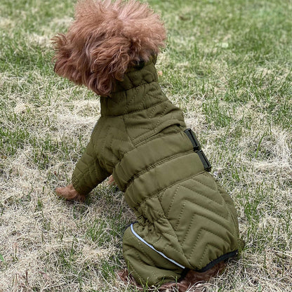 Warm Dog Vest Reflective Coat Windproof Winter Jacket for Pet Dogs Green