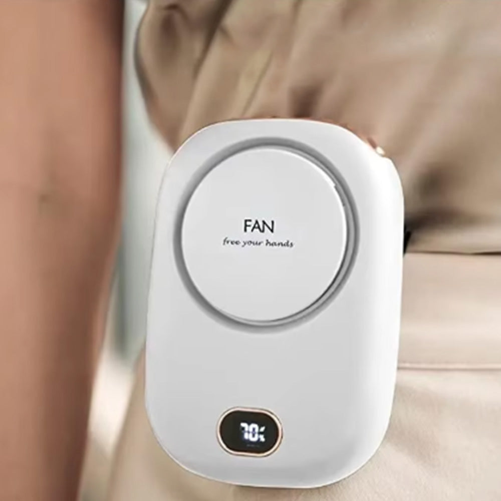 Portable Summer Cooling Fan with Lanyard USB Rechargeable Desk Fan Mini Cooling Travel Hanging Fan White