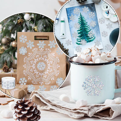 2 Rolls of 500 Christmas Holographic Stickers 3cm Diameter - Snowflake
