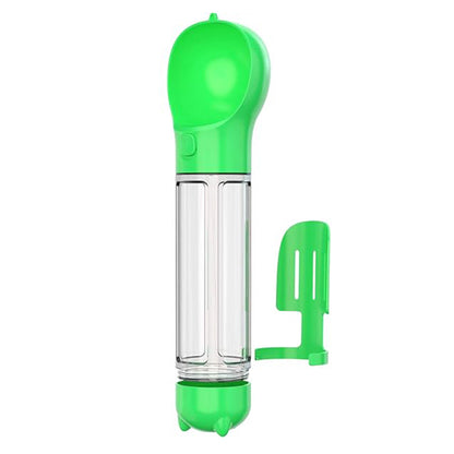 4 in 1 Pet Feeder Dog Cat Puppy Water Bottle Cup with Poop Bag Holder for Yorkie-Green