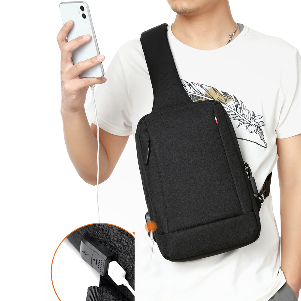 Chest Bag Messenger Bag Sling Bag Crossbody Shoulder Bag Travel Work Satchel Bag Black