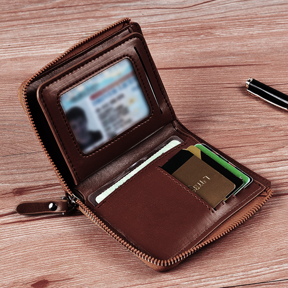 RFID Shielding PU Wallet Anti-theft Cash Credit Card Holder ID Purse Brown