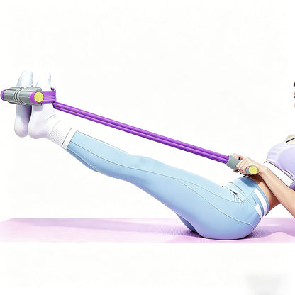 6 Tube Multifunction Pedal Resistance Band with Hand for Sit Up Home Gym Workout-Purple