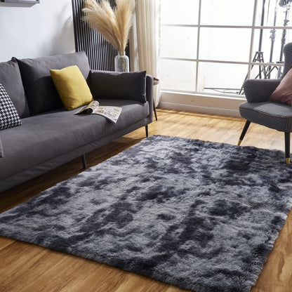Plush Area Rug Soft Fluffy Carpet for Bedroom Living Room Dorm Room-Black