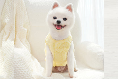 Sherpa Fleece Dog Jumper Sweater with D-Ring for Small Dogs Chihuahua Yorkshire -Yellow