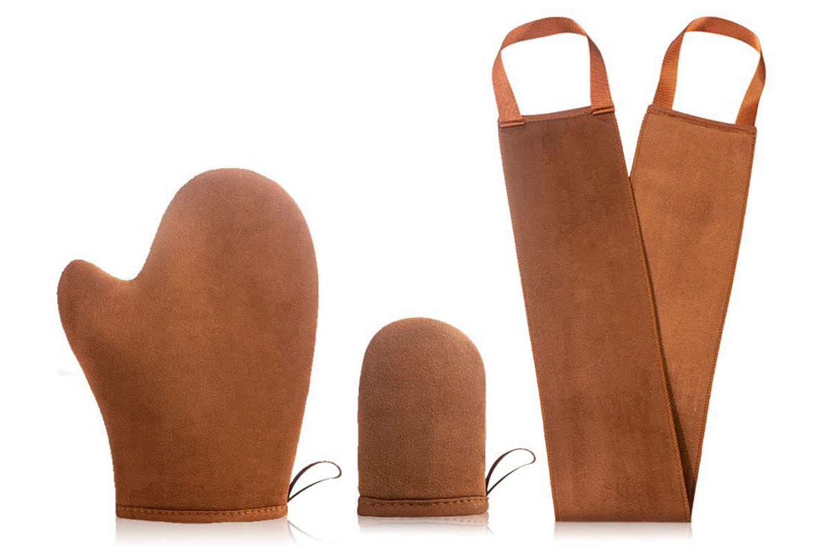 3Pcs Set Self Tanner Mitt Self Tanning Mitt Glove Reusable Washable for Women -Brown
