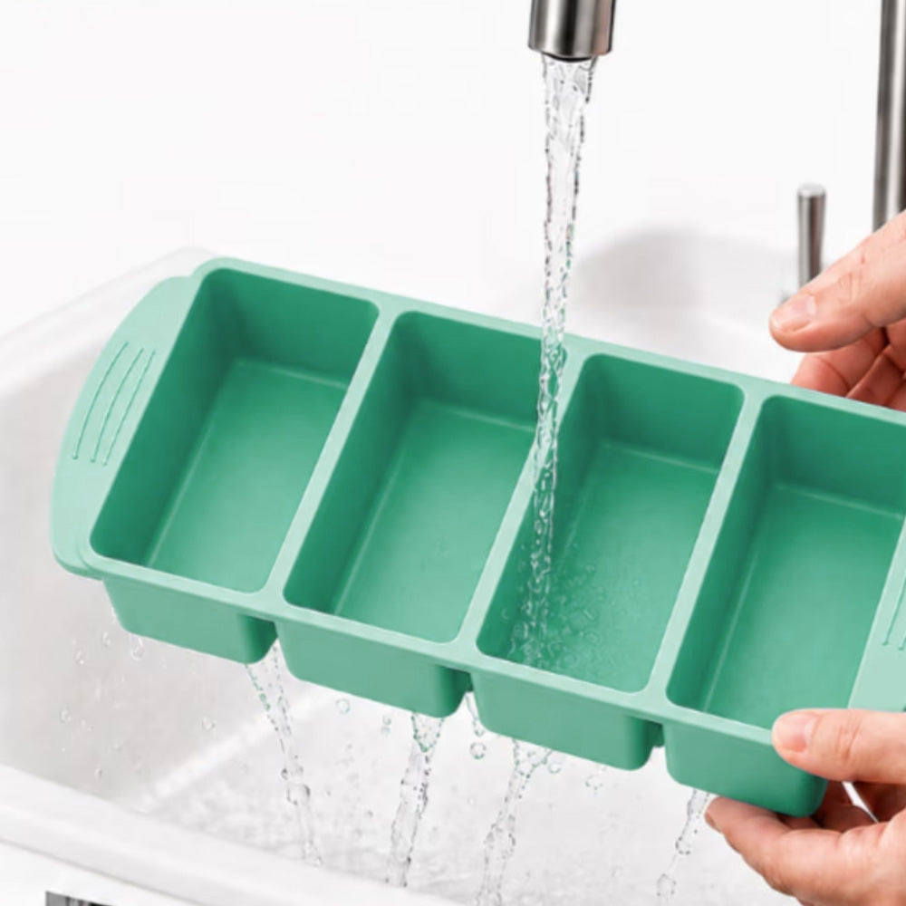 3 Pack Silicone Freezer Trays with Lids for Soup Sauce Meal Prep Storage-Greem