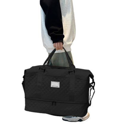 2Pcs Travel Duffle Bag Weekender Bags for Women with Shoe Compartment Hospital Bags-Black