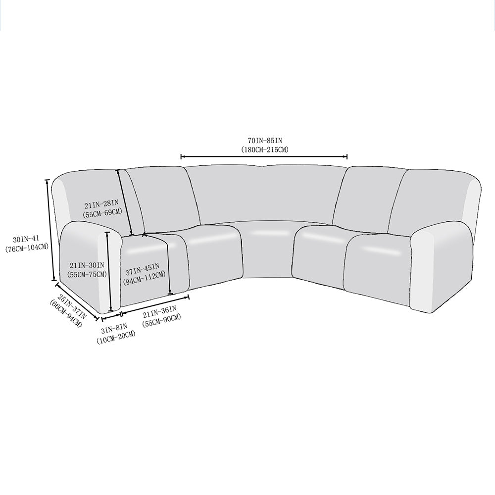 5-Seat Corner Sofa Cover Anti Slip Covers Recliner Corner Sofa Protector Black