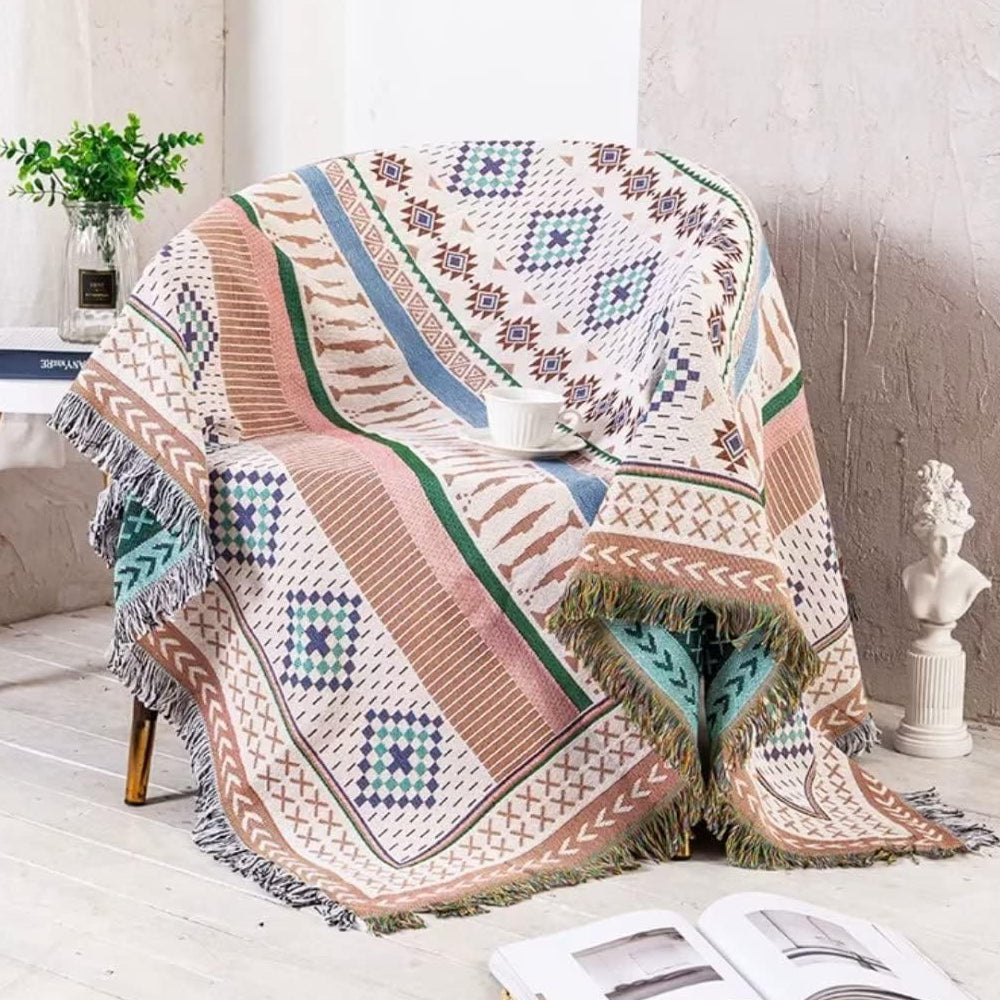 Aztec Style Throw Blanket Bohemian Sofa Blanket Cover for Couch Chair Bed Home Outdoor Beach Travel Style 2