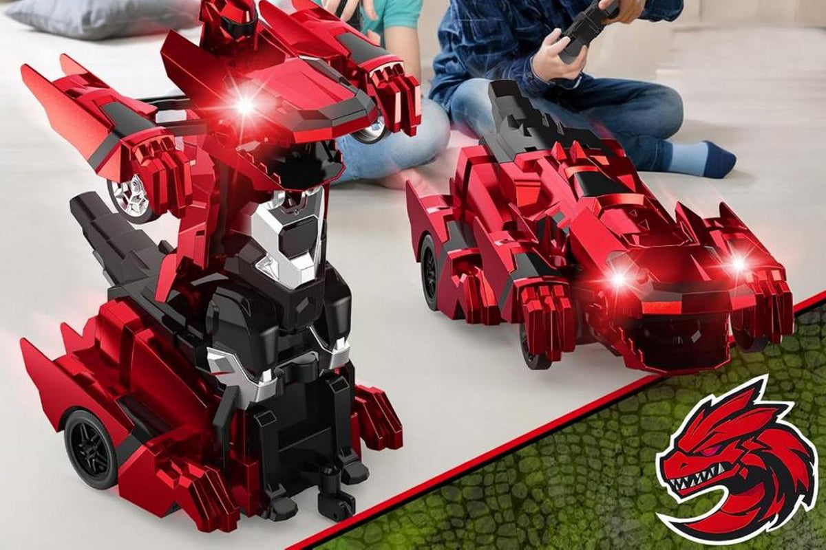 Dinosaur Transform Rc Cars 2.4Ghz Remote Control Car Transforming Robot-Red