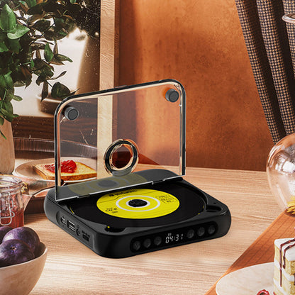 Portable Bluetooth CD Player Supports USB /Wired Playback Rechargeable Walkman Black