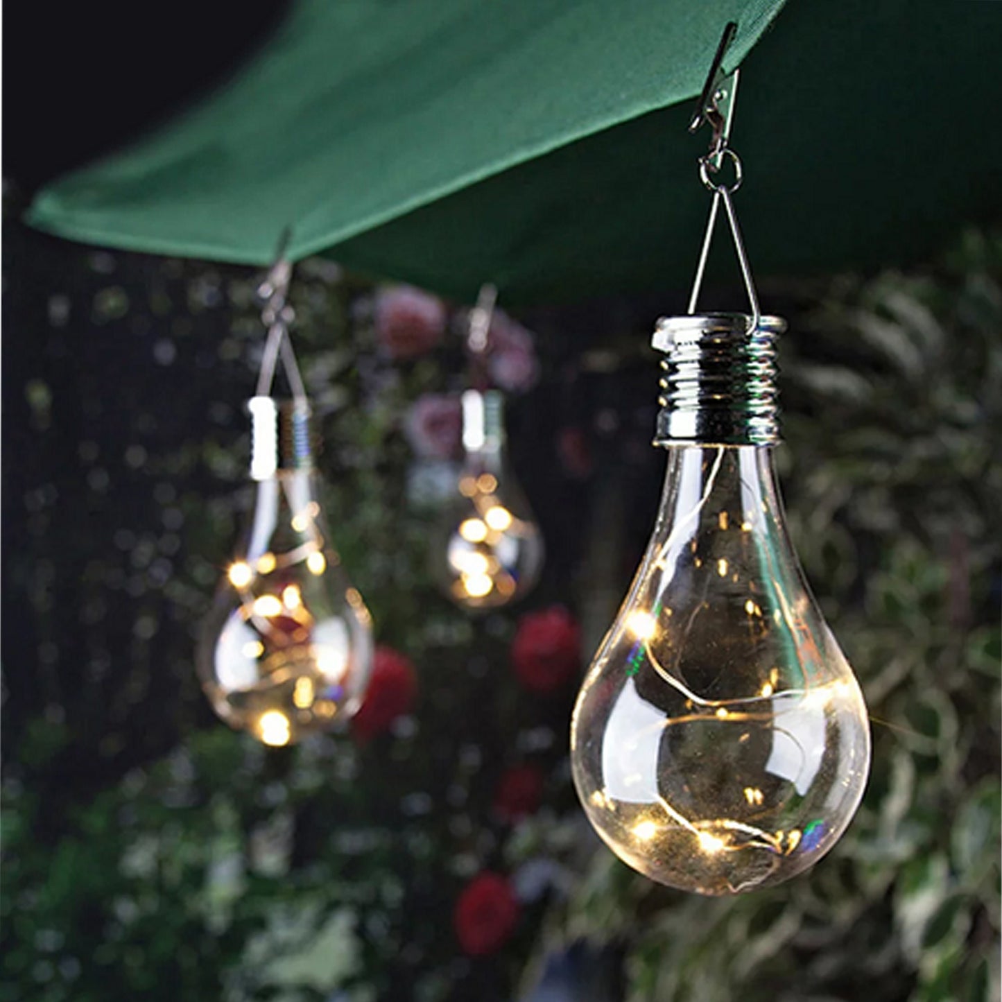 6pcs Outdoor Solar Powered LED Light Bulb Garden Yard Hanging Lamp -Transparent