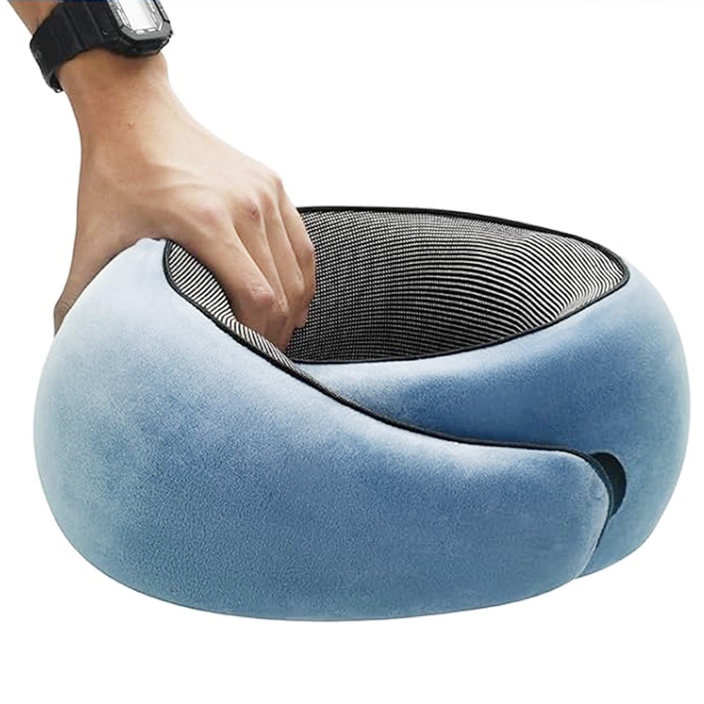 Memory Foam Travel Pillow Neck Support Pillow for Airplane Sleep Peacock Blue