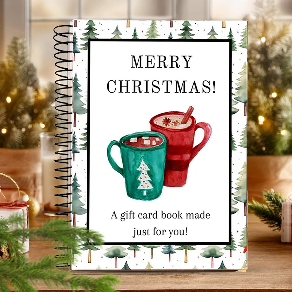 3 Pieces Christmas Gift Card Book Coil Bound Card Holder - Christmas Tree