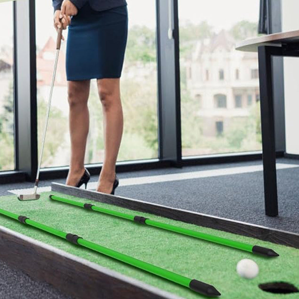 Collapsible 3-Section Golf Alignment Stick Golf Training Aid for Aiming Putting Swing Trainer Green