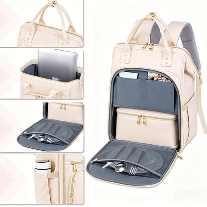2-in-1 Lunch Backpack For Women Laptop Backpacks Travel Backpacks-Beige