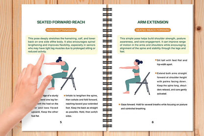 Chair Yoga Notebook for Seniors Wellness Exercises - White