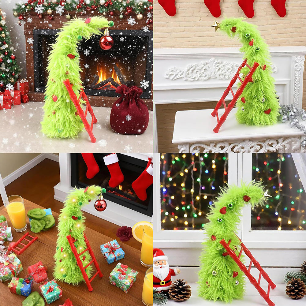 2 Piece Bendable Desktop Christmas Tree with Lights and Mini Ladder