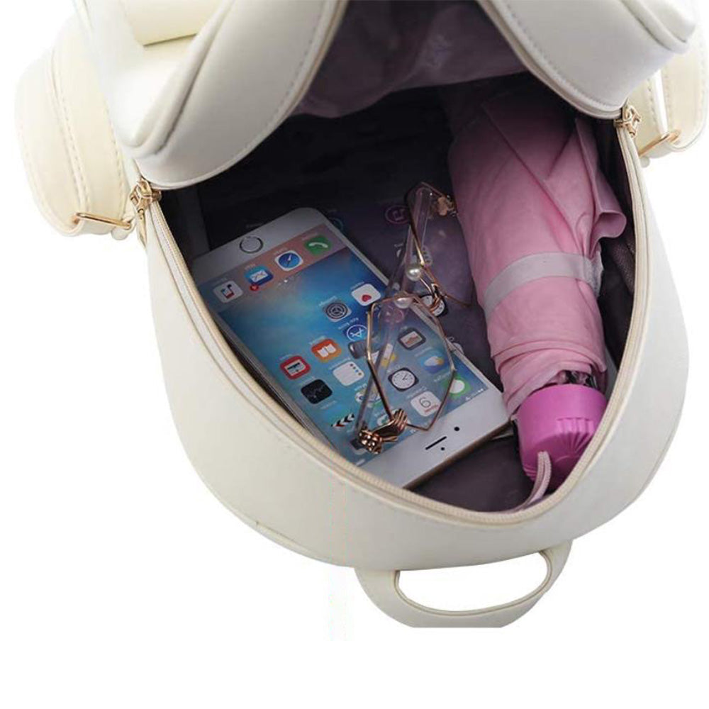 3 Pcs Set PU Bags Backpack Purse Sling Bag for Women Beige