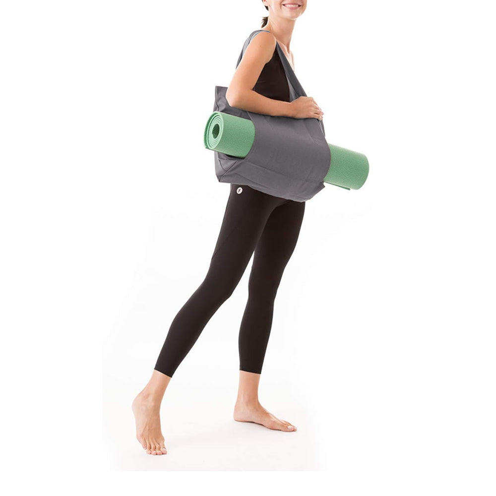 Yoga Pilates Mat Storage Bag Shoulder Handbag with Yoga Mat Carrier Pocket Gym Bag Grey