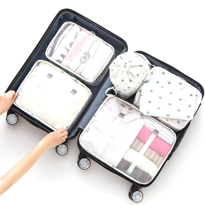 6Pcs/set Travel Storage Bag Organizer -White