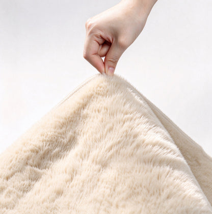 Soft Faux Rabbit Fur Rug for Bedroom Living Room and Bedside - Beige