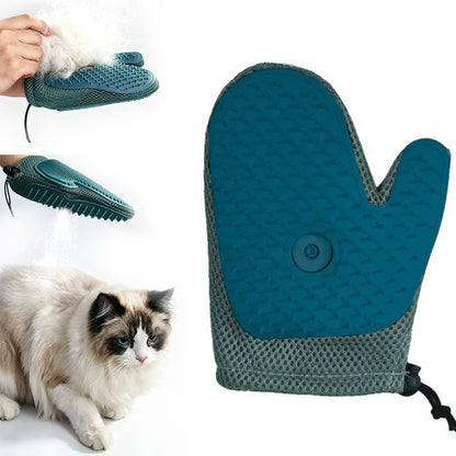 USB Spray Pet Grooming Glove for Cats Dogs - Dark Green
