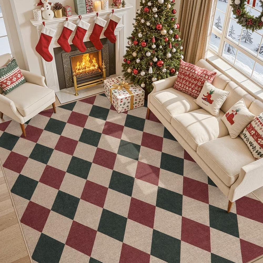 Vintage Low Pile Rug Non Slip Washable Mat for Living Room Bedroom-Style3