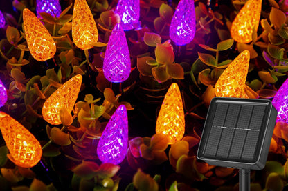 7M Solar Strawberry String Lights Waterproof Christmas Decor-Purple and Orange