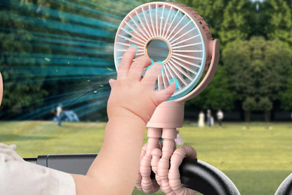 Portable Octopus Stroller Fan with Digital Display and 3 Speed Settings-Pink