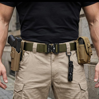 Nylon Tactical Belt Quick-Release for Outdoor Work Daily-Army Green