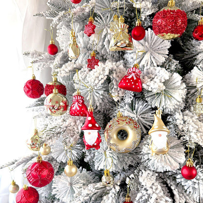 60 Piece Christmas Donut Santa Gnome Ball Hanging Ornament Set - Red