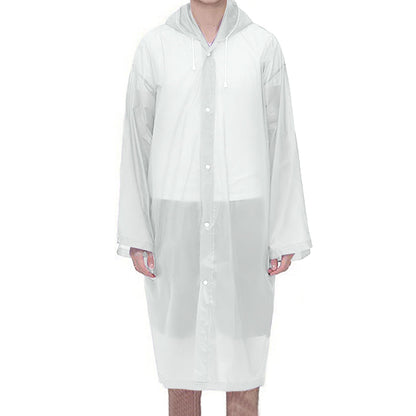 Reusable Unisex Raincoat Non-Disposable Raincoat Waterproof Hooded Poncho White